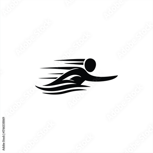 Dynamic Speed Swimmer Water Sport Logo Icon Vector Graphic