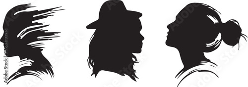 silhouette of a woman with long hair brushes