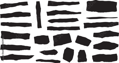 collection of black and white Torn paper