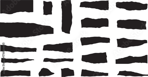 set of black and whiteTorn paper 