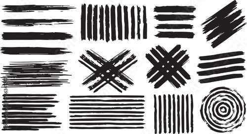 set of black and white abstract shapes brushes