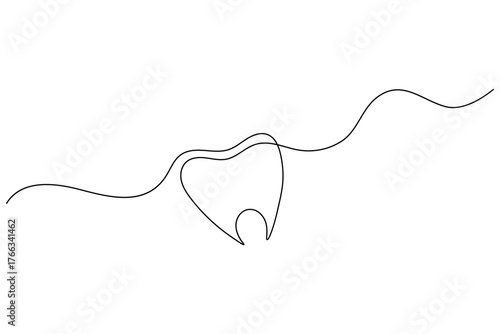 Tooth icon continuous one line drawing minimalist dental outline vector illustration
