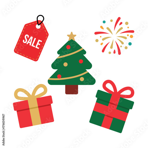 christmas and new year holiday sale vector illustration pack for online store promotion