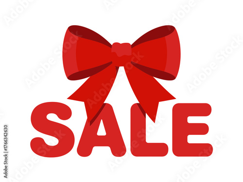 A large red bow sits atop the word "SALE" in bold red letters.