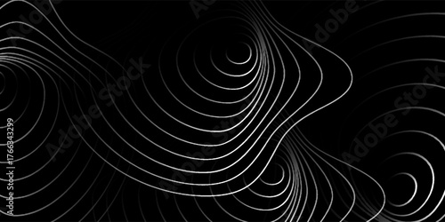 3D black white techno abstract background overlap layer on dark space with waves effect decoration. Modern graphic design element stripes style concept for banner, flyer, card, or brochure cover