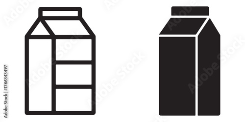 Milk carton icons outline filled comparison grocery beverage packaging