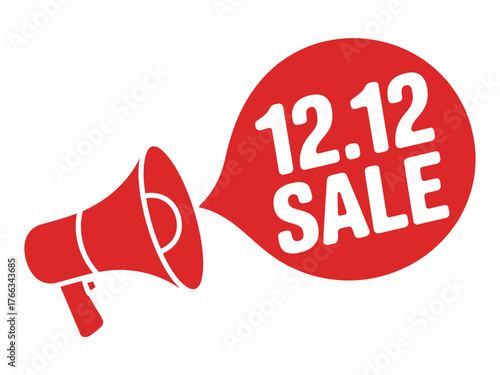 A red megaphone announces the 12.12 sale with a speech bubble.