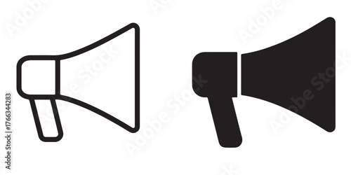 Megaphone icons for announcement and communication symbolism