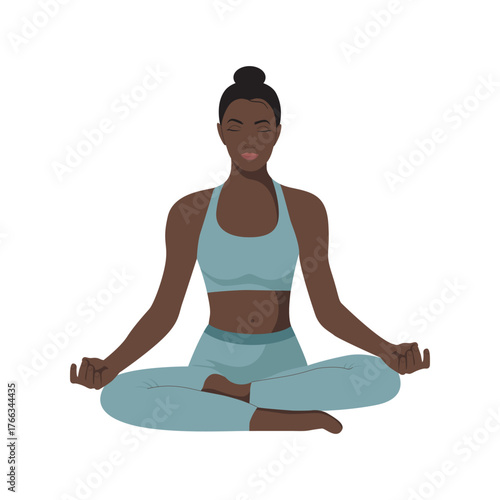 Yoga. Healthy lifestyle. Fitness. Woman doing yoga, sitting in the lotus position.eps