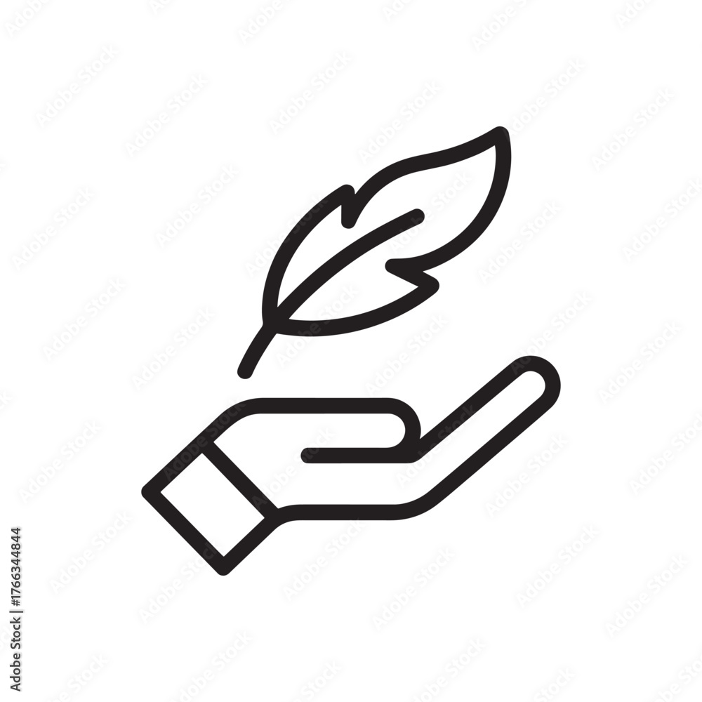 Obraz premium Gentle touch icon of a hand holding a feather