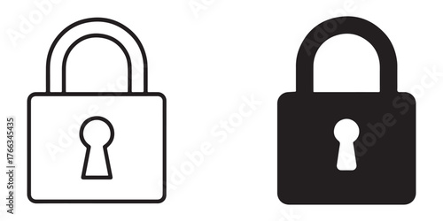Two padlock icons one outline one solid for security and access