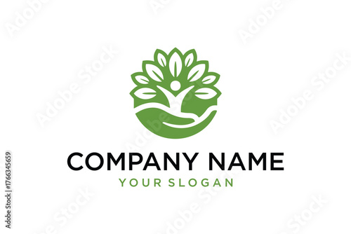 Green Human Tree Logo Design for Wellness and Nature-focused Businesses