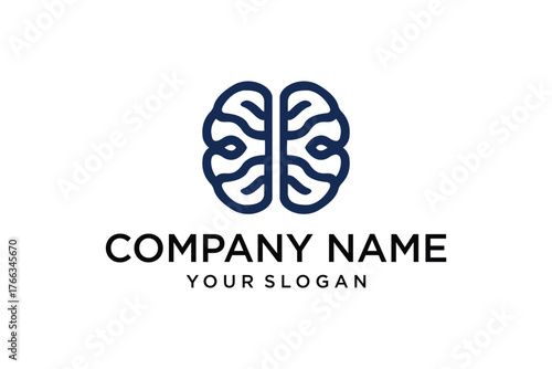 Minimalist Brain Logo Design. Abstract Human Mind Icon for Intelligence, Creativity, and Technology.
