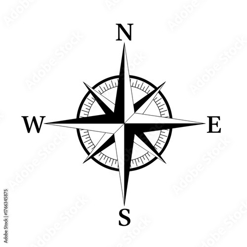 Classic compass rose nautical navigation symbol