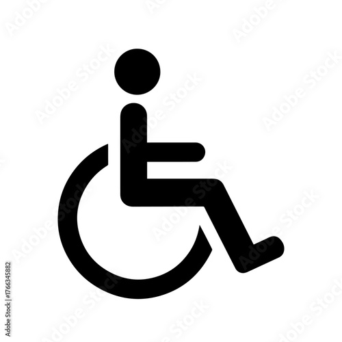 Black and white accessibility symbol for wheelchair users