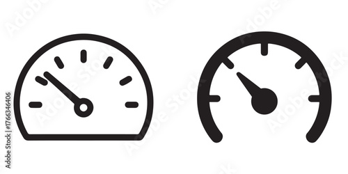Speedometer icons set gauge dashboard indicator performance metrics