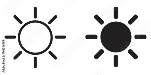 Two sun icons brightness settings light and dark symbols