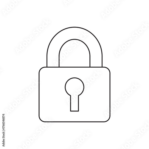 Simple Locked Padlock Security Outline Icon