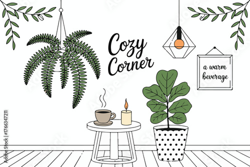 Wallpaper Mural Cozy Corner Scene Illustration Torontodigital.ca
