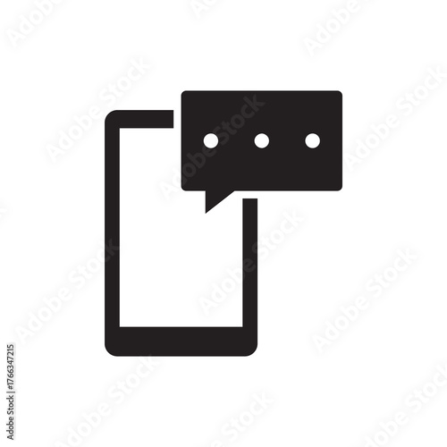 Solid Chat Message Displayed on Smartphone Icon