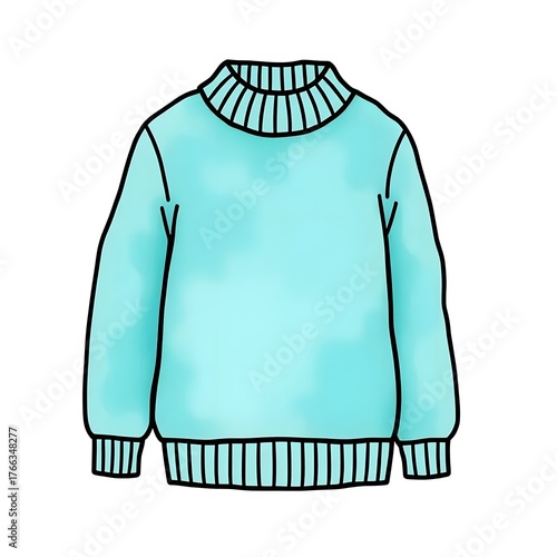 cyan cozy sweatshirt watercolor illustration