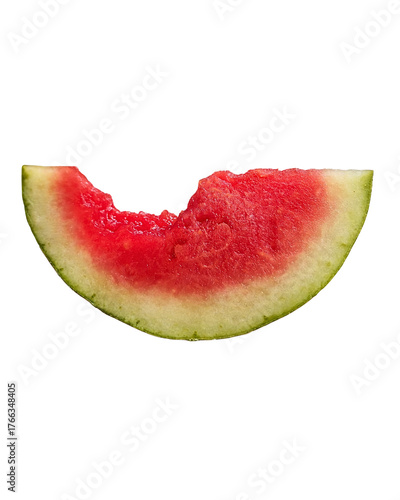 Watermelon Slice with One Bite Photo on Transparent Background PNG for Fresh Food and Graphic Design