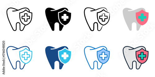 Dental care icon set multiple style collection 
