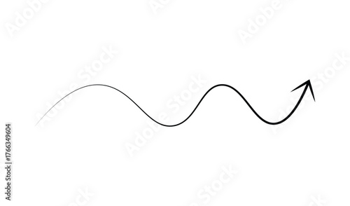 Hand drawn wavy arrow pointing upwards and to the right