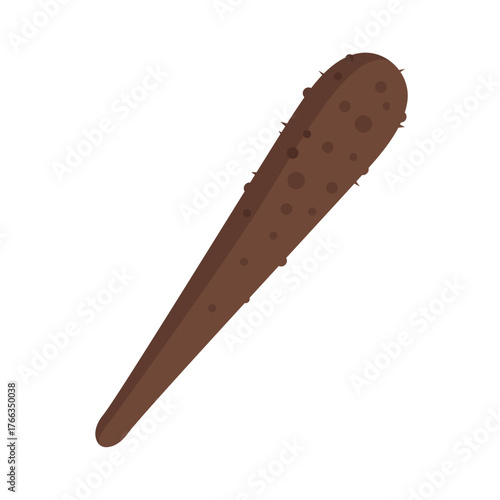 wooden club mediaval age cudgel batton flat vector design