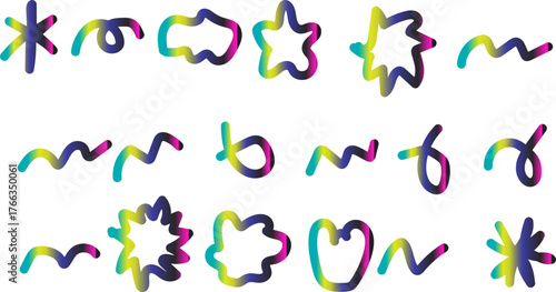 Set of abstract gradient shapes vector design elem