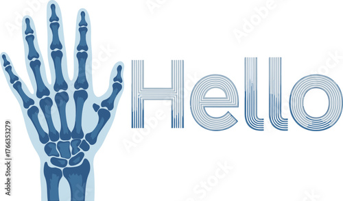 Vector art of xray of hand with hello text