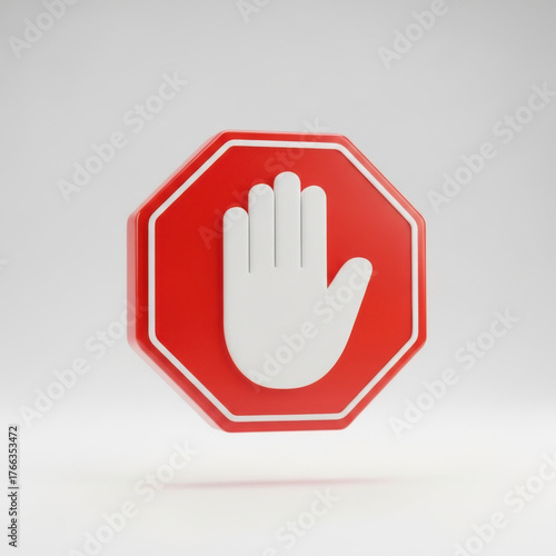 3d stop sign icon isolated on transparent background isolated on white background