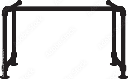 Black metal pipe structure with rounded ends industrial