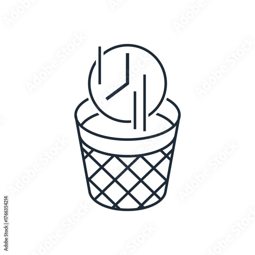 Lost time.The hours were wasted. Vector linear icon illustration isolated on white background.