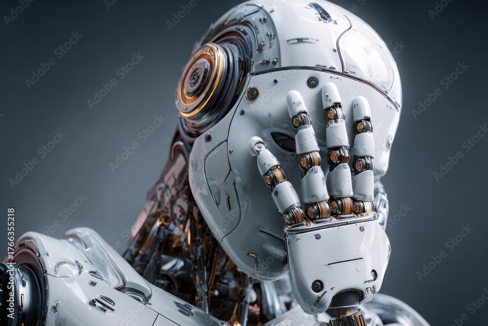 Fototapeta premium Robot cyborg ai artificial intelligence futuristic technology concept art