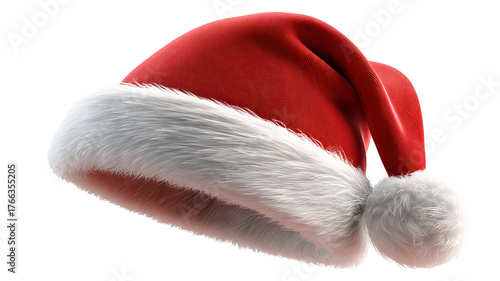 3D red Santa hat icon on white background high resolution transparent PNG clipart for Christmas social media posts stickers overlays and festive designs