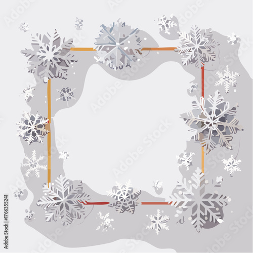 Silver Snowflake Frame Holiday Vector Design