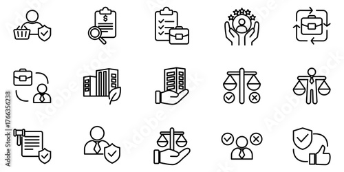 Icon Set for Business Compliance and Ethical Practices