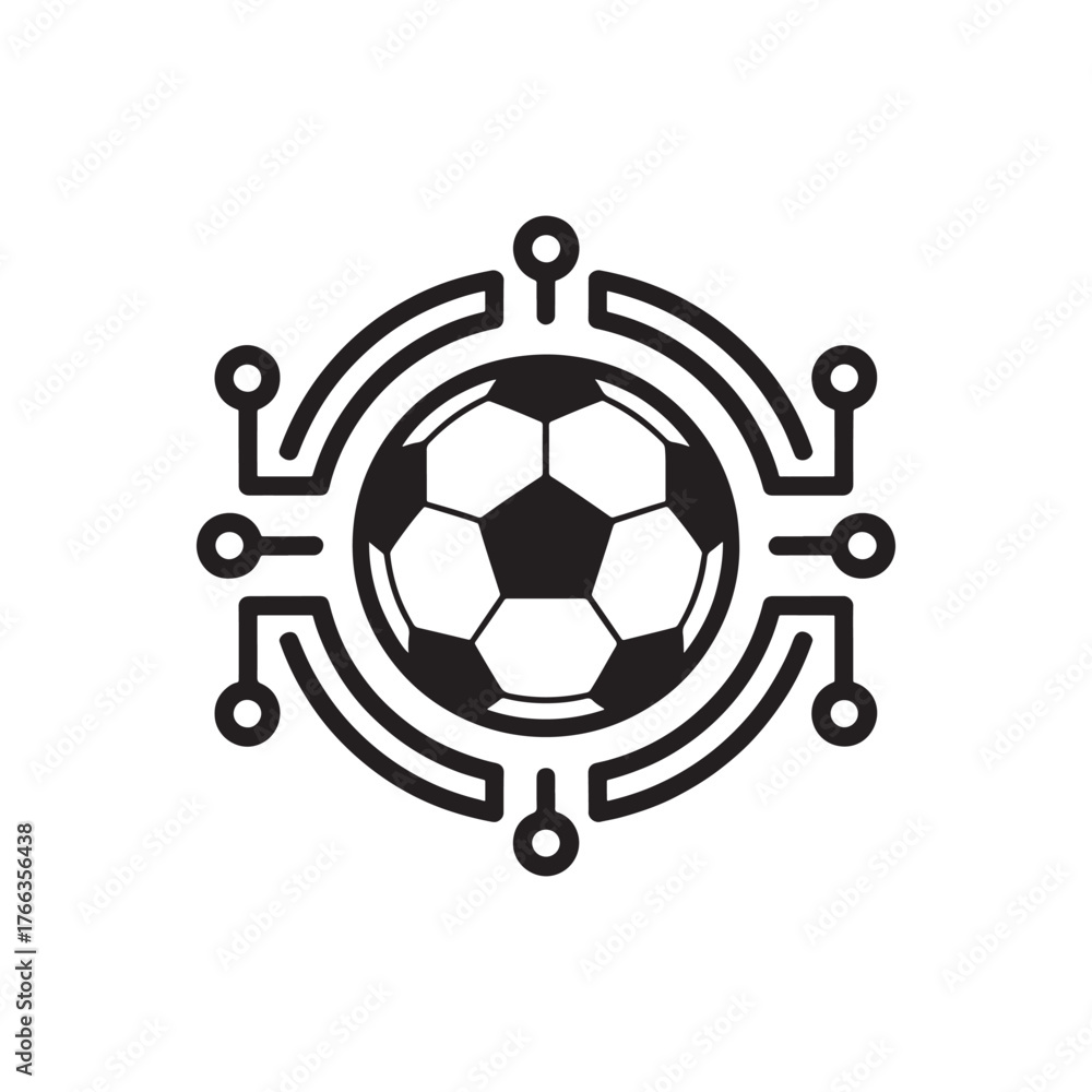 Obraz premium Futuristic soccer ball with digital circuitry design