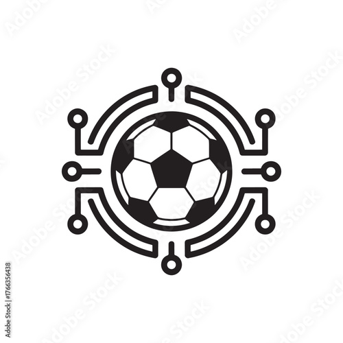 Futuristic soccer ball with digital circuitry design