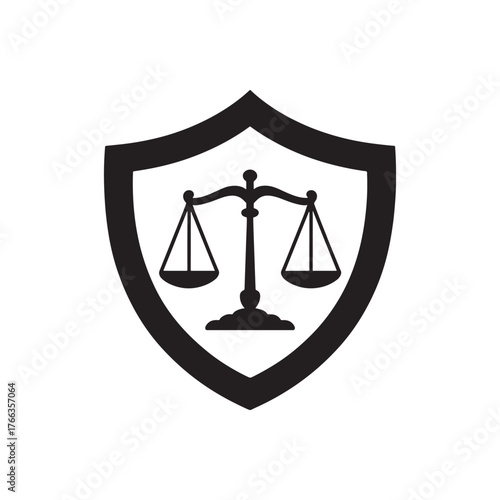 Shield with scales of justice symbol