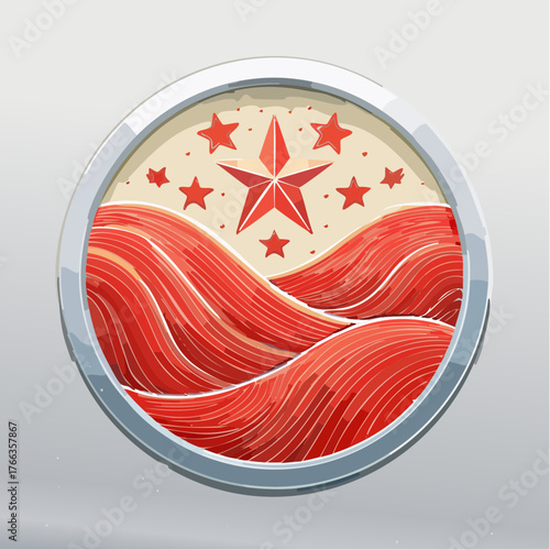 Red Wave and Stars Emblem A Symbol of Patriotism and National Pride