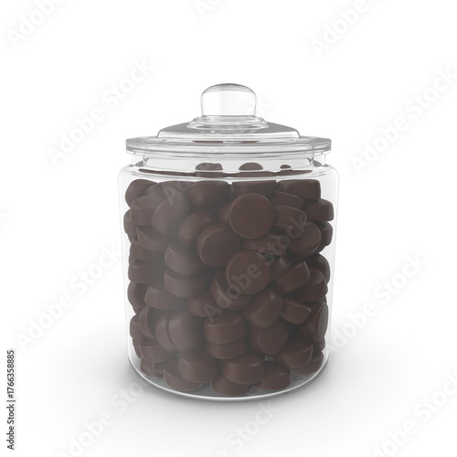 3D Render of Glass Jar Filled with Chocolate Candies