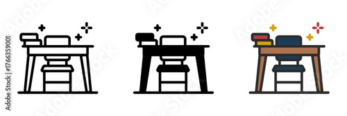 Classroom Desk is where students focus, write, and learn, symbolizing a space of concentration and discovery.