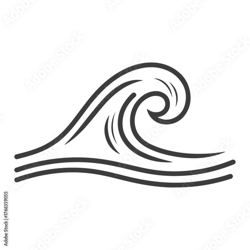 Stylized Ocean Wave Illustration with Swirling Motion and Clean Lines, Simple and Elegant Water Symbol