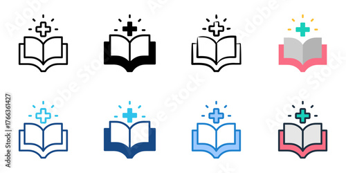 Medical education icon set multiple style collection 
