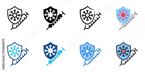 Vaccination icon set multiple style collection 
