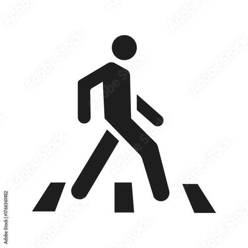 Pedestrian Crossing Icon, Walk Sign and, Crosswalk Symbol