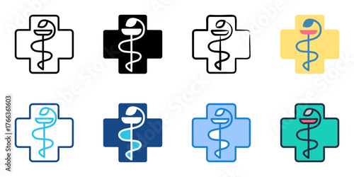 Pharmacy sign icon set multiple style collection 
