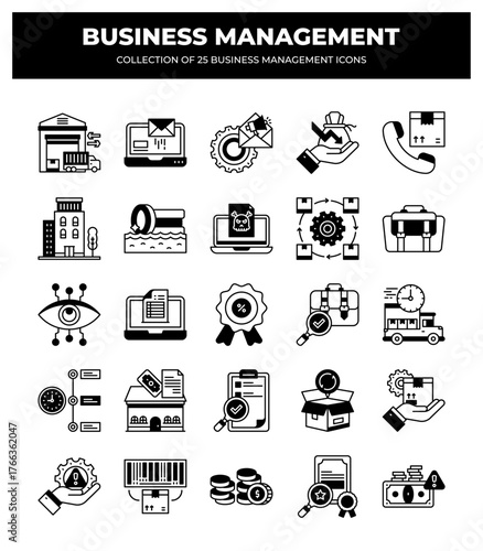 Collection of 25 Business Management Icons: Streamline Your Workflow